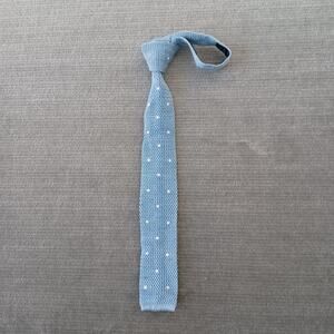 Brooks Brothers Knit Tie Blue Linen Cotton Blend Made in Italy Square Preppy
